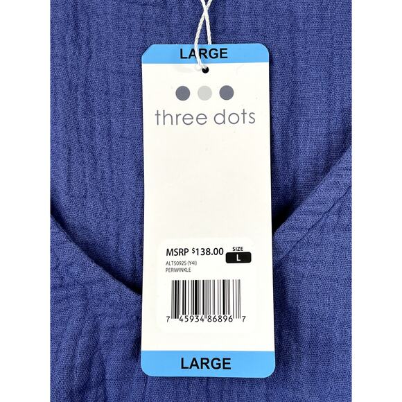 NWT Three Dots Double Gauze women's top in periwinkle, size L - Picture 4 of 9